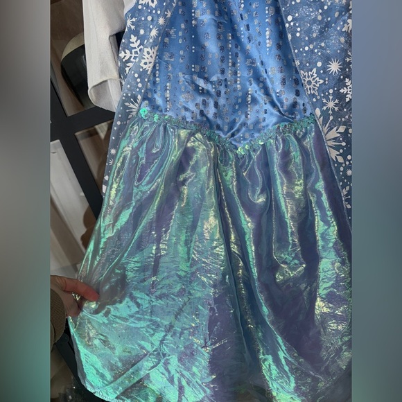 Elsa Disney Frozen princess dress costume cape glitter snowflakes toddler girl - Picture 3 of 8